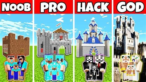 Minecraft Battle Castle House Build Challenge Noob Vs Pro Vs Hacker