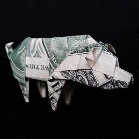 Dollar Origami Pig Sculpture Money Mini Hog Miniature Boar 3d Etsy