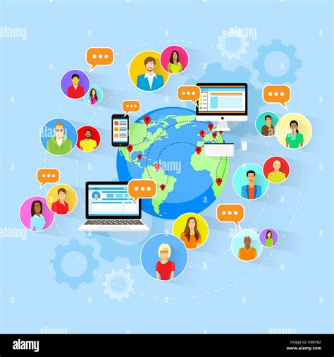 Social Media Global Communication People World Map Stock Photo Alamy