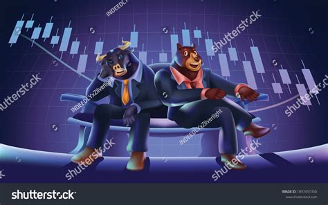 Bull Bear Cartoons Stock Market Chart Stock Vector Royalty Free