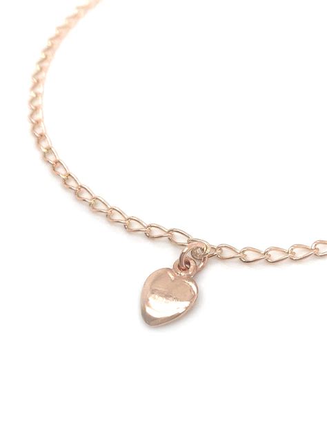 Rose Gold 9ct Heart Charm Curb Chain Anklet — The Jewel Shop