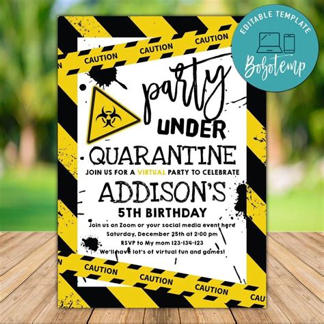 Shop for quarantine birthday party supplies, tableware, decorations, party favors, invitations, quarantine party ideas and more for the ultimate quarantine party. Printable 5th Birthday Quarantine Invites Template DIY ...