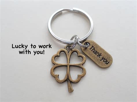 Employee Appreciation T Keychain Bronze Lucky Clover Etsy