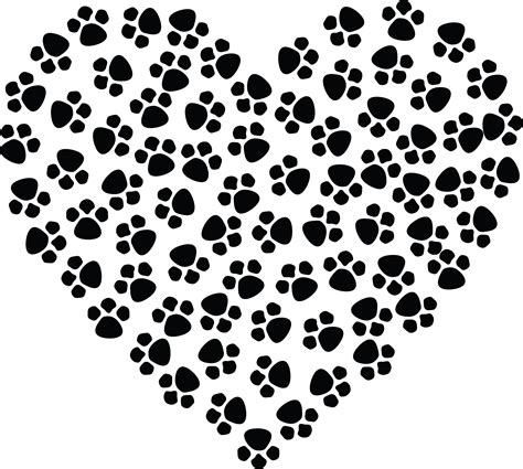 Free Clipart Of A Paw Print Heart