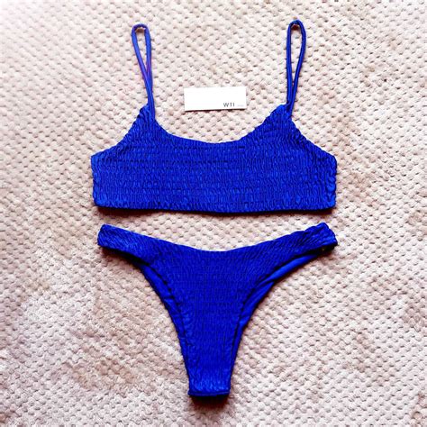 Scrunch Swimsuit Cute Bikinis With Ruched Brazilian String High Rise