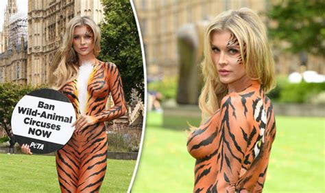 Joanna Krupa Poses Naked As Tiger For Circus Protest Outside Westminster Celebrity News