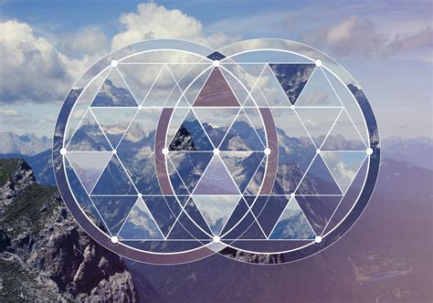 Geometric Collage With The Mountains And Forest Quantum Light Codes