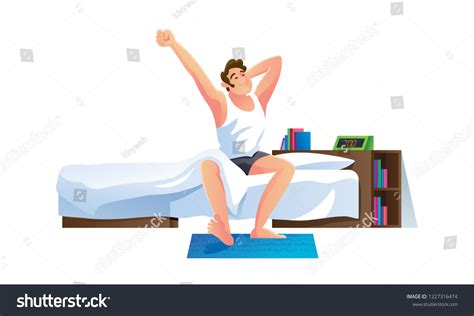 babe Man Character Wakes After Sleep 库存矢量图免版税 Shutterstock