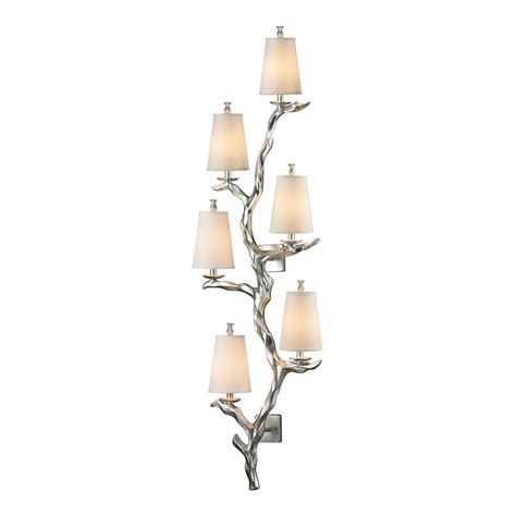 Westmore Lighting Saga 19 In W 6 Light Silver Leaf Candle Wall Sconce