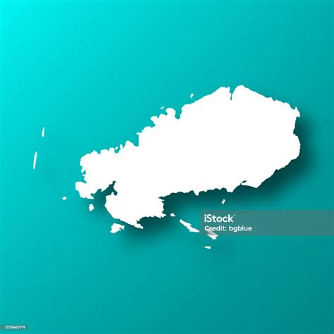 Rodrigues Island Map On Blue Green Background With Shadow Stock