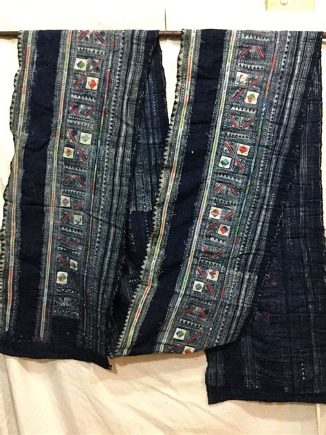 vintage-tribal-hmong-batik-hand-embroidered-cotton-running-etsy-hand-dyed-indigo,-hmong