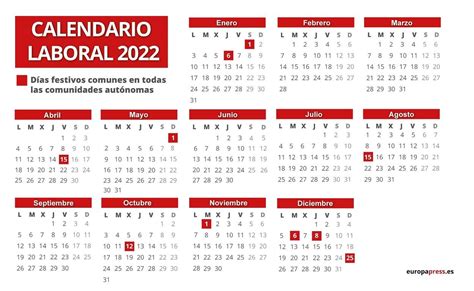 Calendario Laboral De 2022 Estos Son Los Festivos Del A 241 O Que Viene