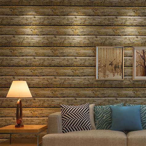 Thickened Printed Striped Wood Grain Wallpaper