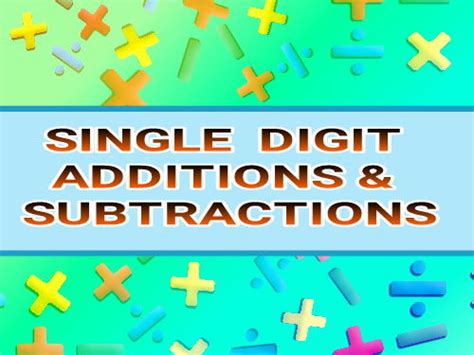Single Digit Additions And Subtractions Teaching Resources