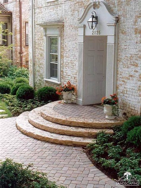 Paver Walk Stoop Curved Limestone Steps Front Porch Stone Steps