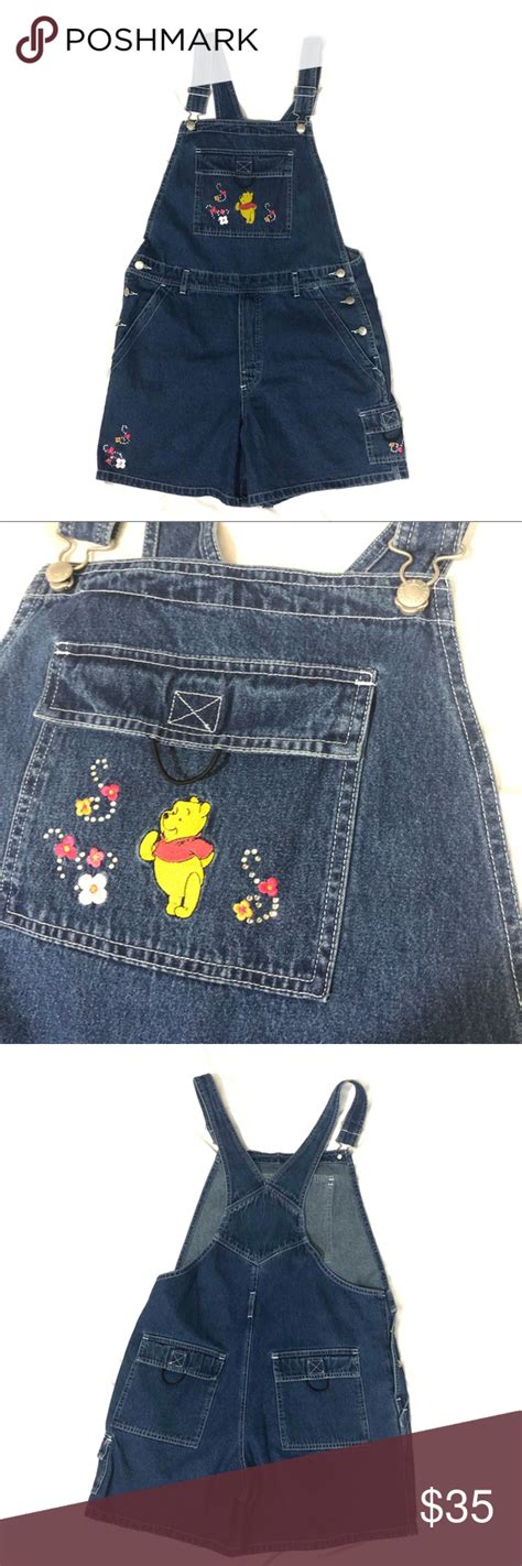 Disney Winnie The Pooh Embroidered Denim Overalls Embroidered Denim