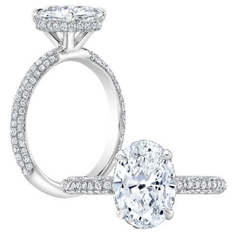 1 7ct oval cut natural diamond natural under halo 3 row micro pave setting diamond engagement
