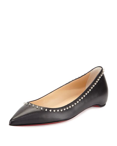 Lyst Christian Louboutin Anjalina Studded Leather Ballet Flats In Black