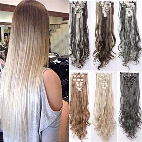 100 Real Natural Clip In Hair Extensions 8 Pieces Full