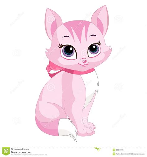 Cute Cat Stock Vector Illustration Of Pink Purring 36310995