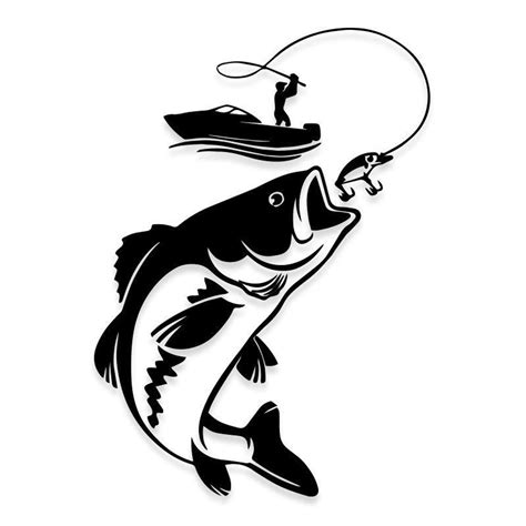 Bass Fishing Boat Fisherman Decal Etsy In 2021 Fish Silhouette
