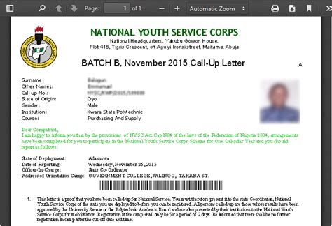 2016 Nysc Batch A Call Up Letter Is Out Print Yours Now