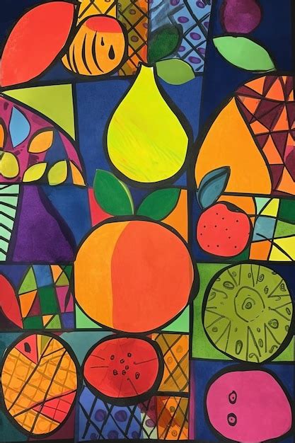 Premium Ai Image Abstract Art Fruits Colorful Background Modern