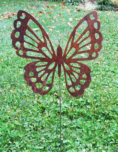 Butterfly Garden Stake Lawn Ornament Rust Garden Decoration Etsy