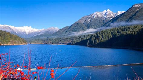 View Of Capilano Lake And The Lions From Beside Cleveland Dam This