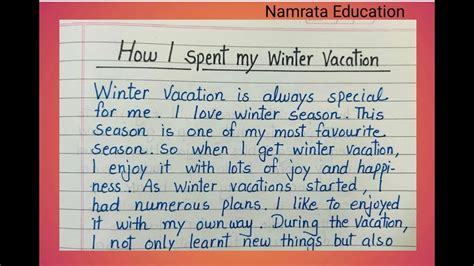 Paragraph On How I Spent My Winter Vacation In English How I Spent My