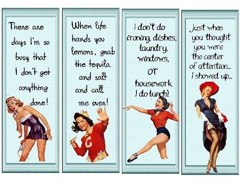 Retro 50s Pin Up Ladies Bookmarks With Quirky Sayings