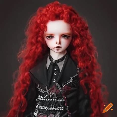 Creepy Gothic Doll With Red Curly Hair On Craiyon
