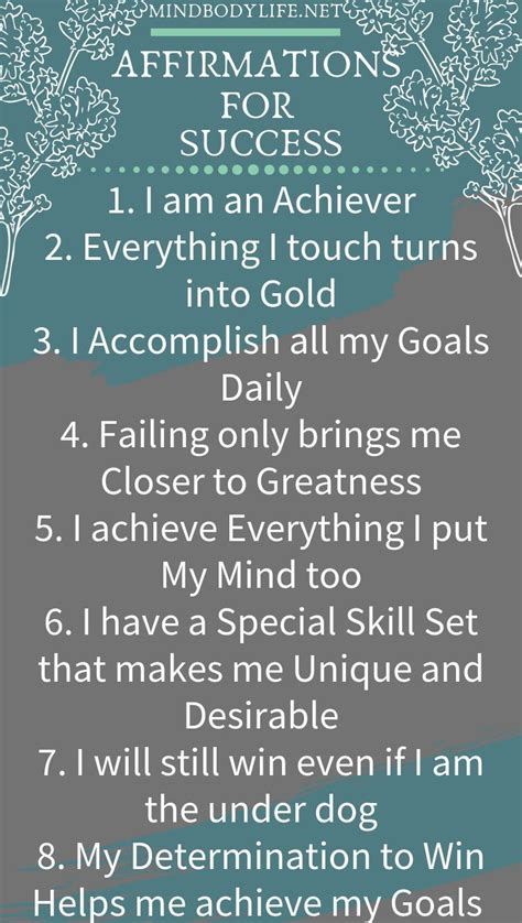 Affirmations For Success To Achieve A Winners Mindset Affirmations