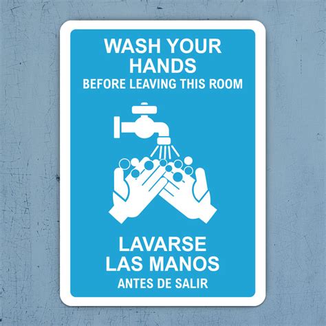 Bilingual Wash Your Hands Before Leaving This Room Sign D5880bi