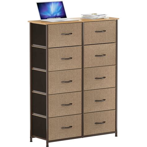 Yitahome 10 Drawer Dresser Storage Organizer Wooden Top Shelf For