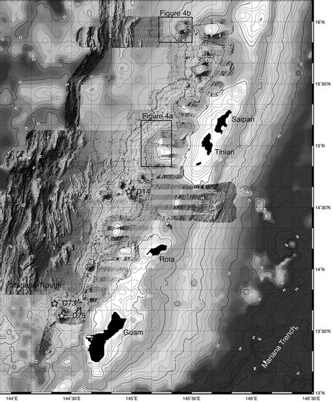 Shaded Bathymetry Map Of The Southern Mariana Arc Trough Region
