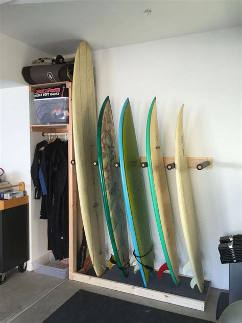 Surf Rack Build With A Shelf Cubby For Wetsuits And Accessories