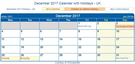 Print Friendly December 2017 Uk Calendar For Printing