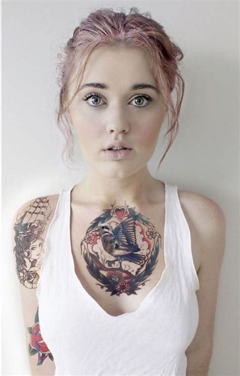 Impressive Female Chest Tattoos Designs Chest Tattoos For Women Chest Tattoo Girl