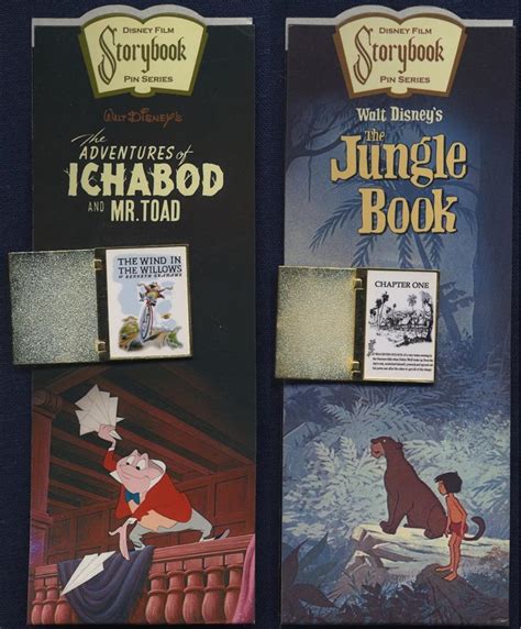 2 Disney Film Storybook Pins On Cards The