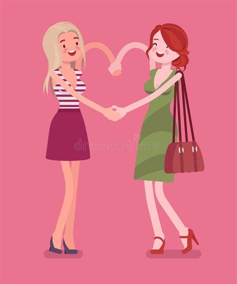 Female Friendship Hand Heart Gesture Stock Vector Illustration Of