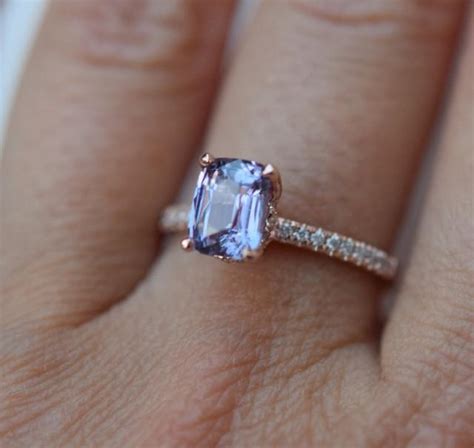 Lavender Sapphire Ring Engagement Ring 14k Rose Gold Diamond Ring 1
