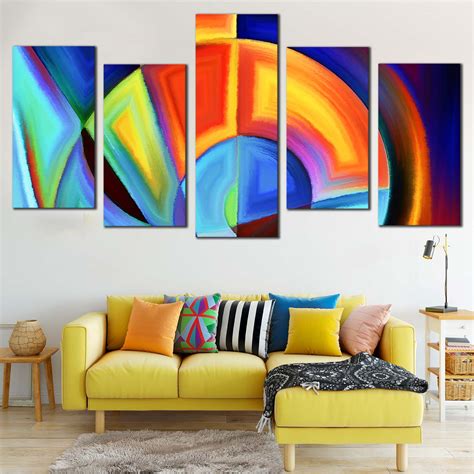 Modern Abstract Canvas Wall Art Abstract Colorful Geometric Illustrat