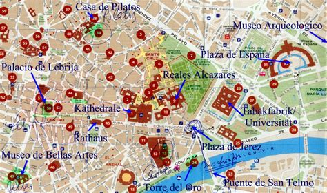 Starp daudzajām slavenajām vietām šī elpu aizraujošā vieta nebeigs jūs izbrīnīt. Karte Sevilla