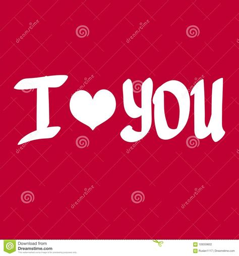 White Lettering I Love You On Red Background Stock Vector Illustration Of Heart Flat 109359602