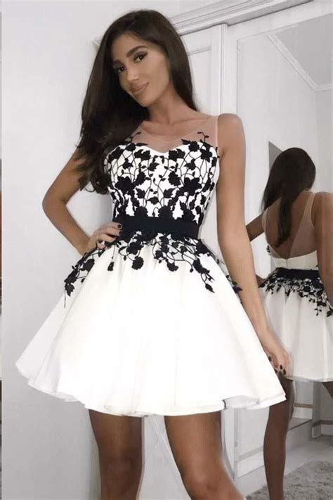 This applies to the image of the bride. Black and White Homecoming Dresses Chic Short Prom Dress ...