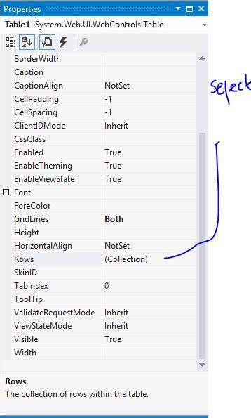 How To Use Table Control In Aspnet