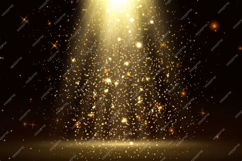Premium Vector Stage Light And Golden Glitter Lights Effect With Gold