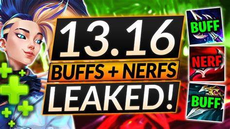 New Patch 1316 Leaked Champion Buffs And Nerfs Item Changes Lol