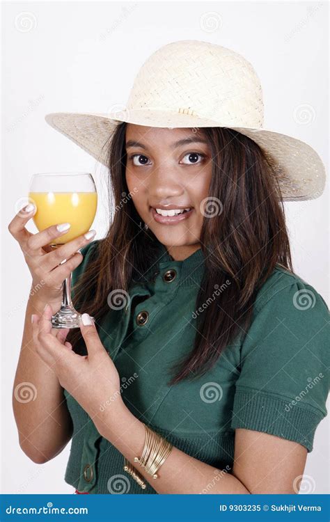 Sexy Girl Drinking Orange Juice Royalty Free Stock Photo Image 9303235